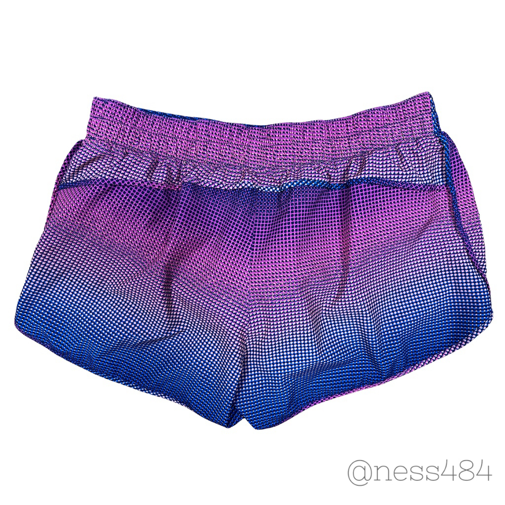Gap Fit Women's‎ Athletic Shorts Ombre Mesh Print Blue Pink Size L - Picture 2 of 4